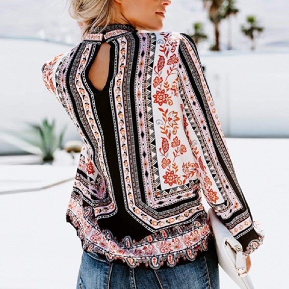 LAST ONE‼️ Boho Print Blouse - Size L - Picture 2 of 3